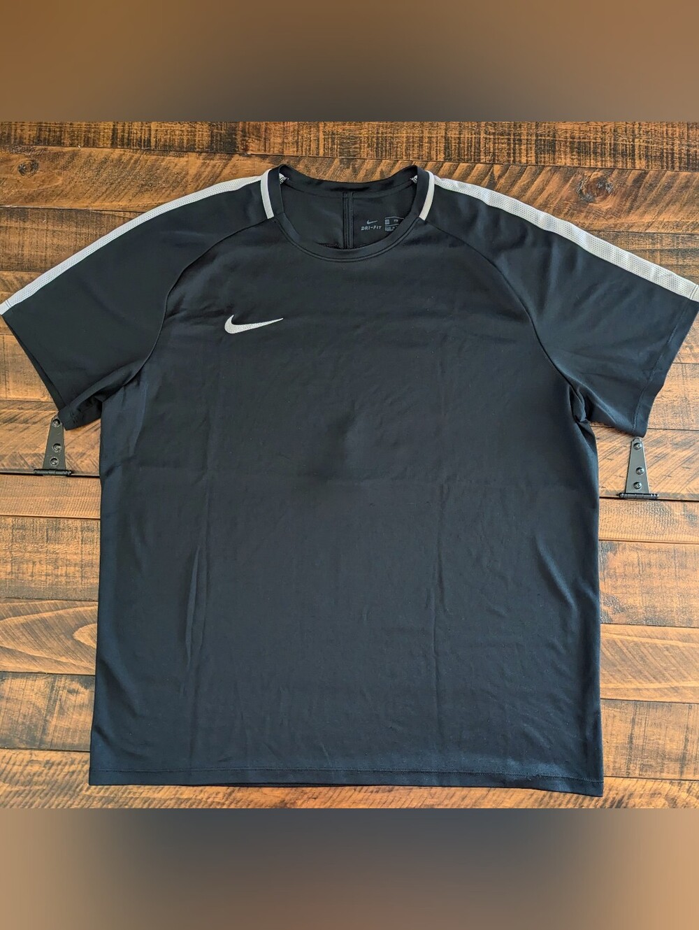 Nike Dri Fit Black White Shoulder Training T-Shirt XXL Short Sleeve Lightweight